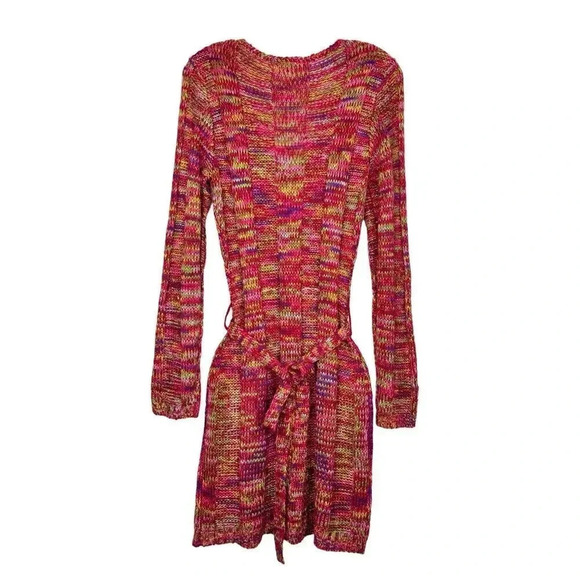 Y2K Bobbie Brooks Multicolor Knit Sweater Midi Dress Large Pockets Space Dye - Picture 4 of 9